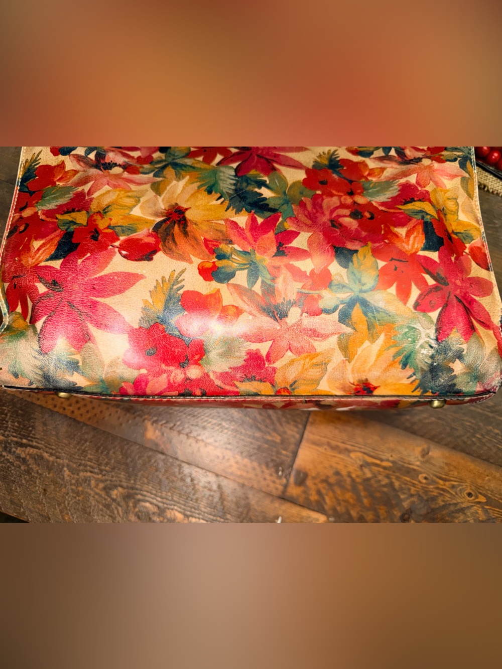 Patricia Nash Large Poppy Tote Fresco Bouquet Floral Brown Leather Shoulder Bag - Picture 9 of 16